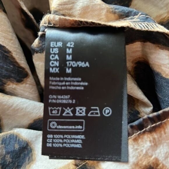H&M Leopard Print Ruffle Long Sleeve Mini Dress With Bow Back Detail Size Medium - Picture 11 of 13